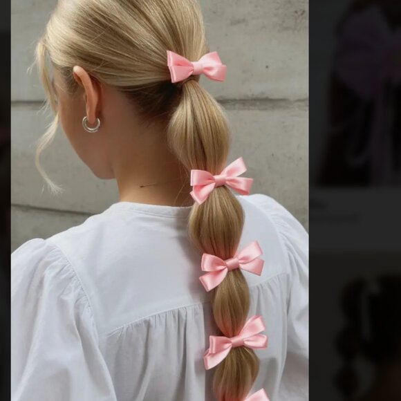 Pack of 8 RED ribbons with hair bands to create bubble braids - RED - NEW - Picture 5 of 7